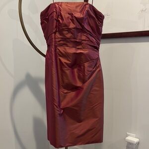 Elegant Pink iridescent Silk Dress with reversible Jacket